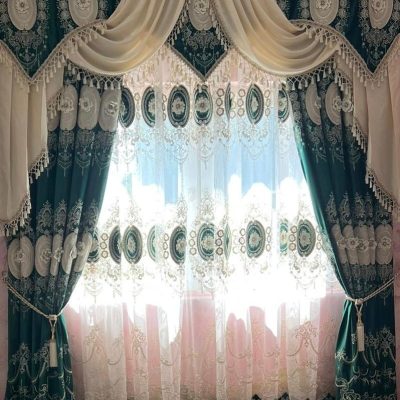 set draperie si perdea venetia, verde smarald