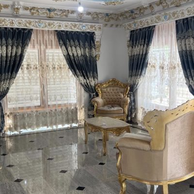 SET DRAPERIE CATIFEA 3D, PERDEA 3D TULL BRODATĂ CREM .                              Denumire: HAKAN TURKY