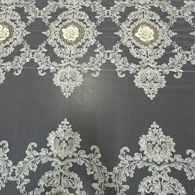 PERDEA  3D  TULL  BRODATĂ CREM.                                                        Cod  Produs: 2233