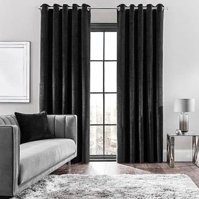 SET DRAPERIE CATIFEA  CULOARE NEAGRĂ.                          Cod  Produs: 38976