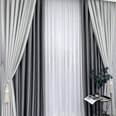 SET DRAPERIE  CATIFEA  CULOARE GRI  CU ALB, PERDEA TRIPLUVOAL ALB.           Cod.  Produs: 32988