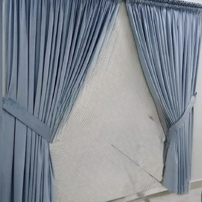 SET  DRAPERIE  CATIFEA  CULOARE  ALBASTRU DESCHIS .                                     Cod.   Produs: 550786