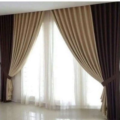 SET  DRAPERIE  CATIFEA  CULOARE  CREM CU MARO , PERDEA TRIPLUVOAL  ALB .                              Cod.  Produs: 420186