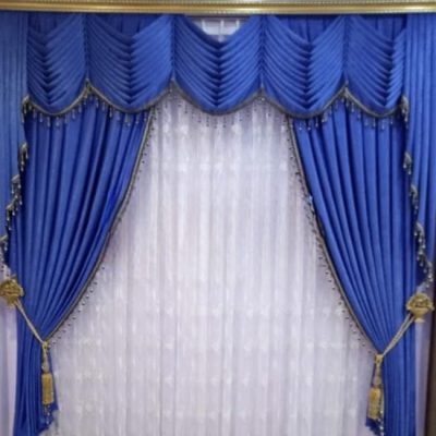 SET DRAPERIE CATIFEA , CULOARE ALBASTRU DESCHIS, PERDEA TRIPLUVOAL ALB.                                Cod. Produs:619254