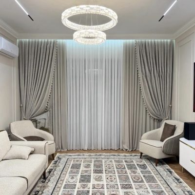 Set Draperie Catifea                 Gri Oțel + Perdea TripluVoal Alb.                                                    Cod: 810382