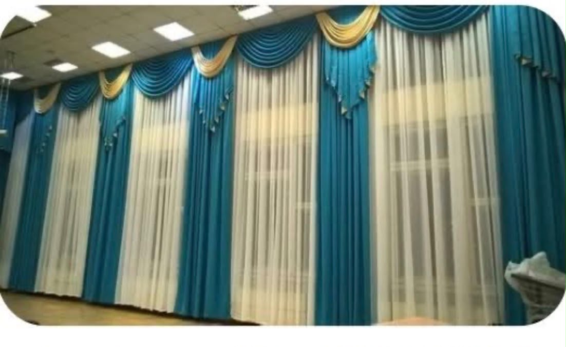 Set drapaj turcoaz și crem cu perdea albă – Model Turquoise 16